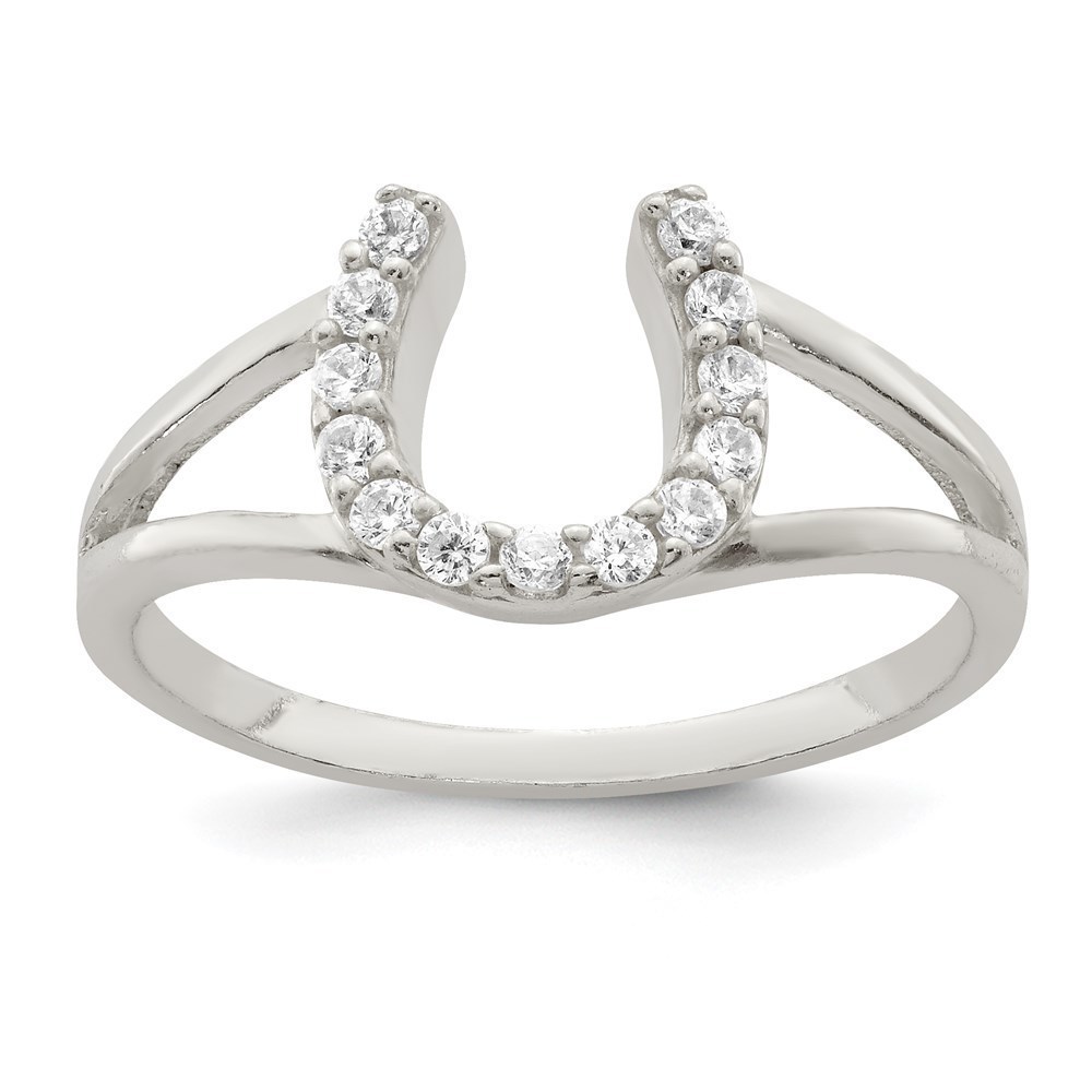 925 Sterling Silver CZ Equestrian Fine Jewelry Horseshoe Ring, size 6, 7, or 8